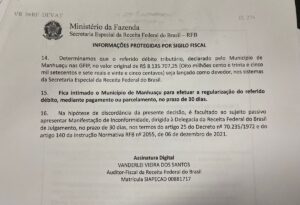 Receita Federal e INSS cobram mais de R$ 9 milhões da prefeitura de Manhuaçu em compensações indevidas | Vales de Minas Gerais