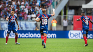 Jogadores do Bahia comemorando gol sobre o Cruzeiro, pela 11 rodada do Brasileiro (foto: Rafael Rodrigues/EC Bahia

)