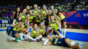 Jogadoras de vlei da Seleo Brasileira Feminina (foto: Reproduo/FIVB)