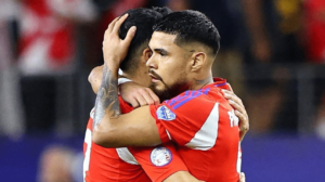 Jogadores da Seleo Chilena - Copa Amrica (foto: Reproduo/Conmebol)