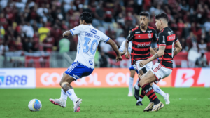 Jogadores de Flamengo e Cruzeiro, pela 13 rodada do Campeonato Brasileiro (foto: Gustavo Aleixo/Cruzeiro)