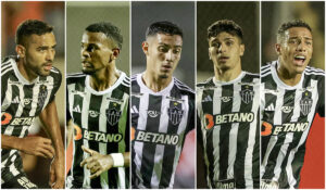 Alan Kardec, Alisson, Cadu, Isaac e Palacios: atacantes relacionados pelo Atltico diante do Vitria (foto: Montagem com imagens de Pedro Souza/Atltico)