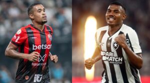 Jogadores de Vitria e Botafogo em jogo (foto: Vtor Silva/Botafogo - 
Victor Ferreira / EC Vitria )