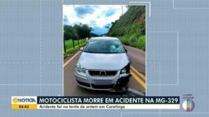 Motociclista invade contramão em curva da MG-329 e morre depois de atingir dois carros, em Caratinga