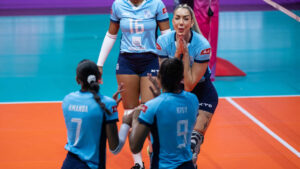 Jogadoras do Minas durante o Mundial Feminino de Vlei na China (foto: Divulgao/FIVB)