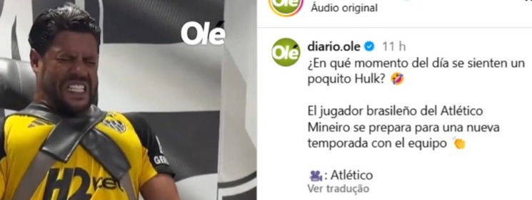 Vídeo de Hulk, do Atlético, republicado pelo Diário Olé, da Argentina - (foto: Redes sociais/Reprodução)