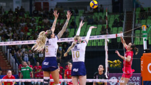 Jogadoras de Maring e Minas em duelo pela Superliga Feminina de Vlei (foto: Eduardo Maroldi /@eduardomaroldi)