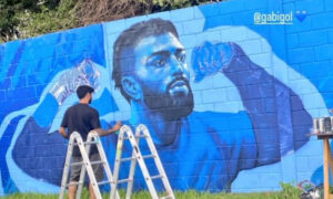 Grafite de Gabigol no muro da Toca da Raposa 1 (foto: Reproduo/Redes sociais)