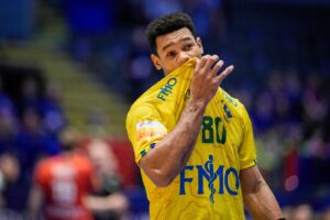 Brasil foi eliminado pela Dinamarca no Mundial Masculino de Handebol (foto: Stian Lysberg Solum/AFP)