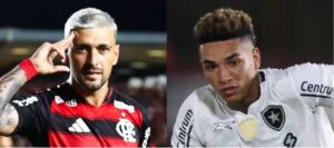 Arrascaeta, do Flamengo, e Igor Jesus, do Botafogo (foto: Gilvan de Souza/Flamengo e Vitor Silva/Botafogo)