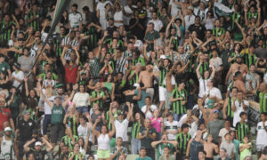 Torcida do Amrica no Independncia em jogo contra o Cruzeiro (foto: Alexandre Guzanshe/EM/D.A. Press)