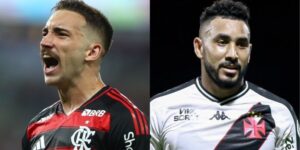 Lo Ortiz, do Flamengo, e Payet, do Vasco (foto: Gilvan de Souza & Paula Reis / Flamengo e Matheus Lima/Vasco)