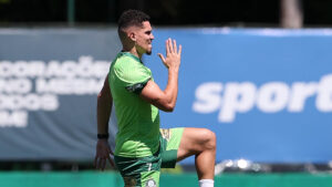 Paulinho j treina no gramado da Academia de Futebol, CT do Palmeiras (foto: Cesar Greco/Palmeiras)