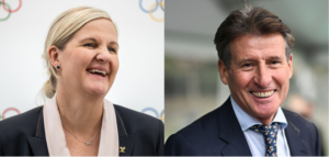 Os campees olmpicos Kirsty Coventry e Sebastian Coe (foto: FABRICE COFFRINI / POOL / AFP e Fabrice COFFRINI / AFP)