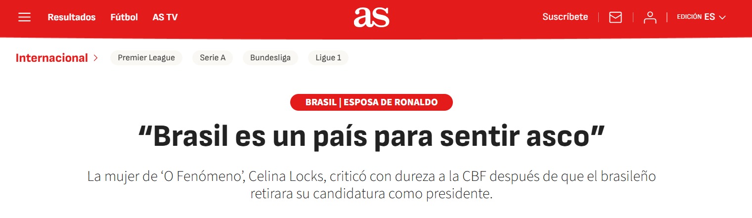 A manchete do As sobre as publicaes de Celina Locks