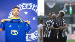 Bissoli, ex-Cruzeiro, e Roger Guedes, ex-Atltico, so destaques do futebol asitico (foto: Igor Sales/Cruzeiro e Leandro Couri/EM/D.A Press)