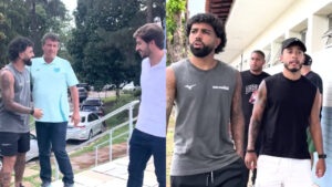 Lucas Silva, Gabigol e William na Toca da Raposa 1 (foto: Reproduo)