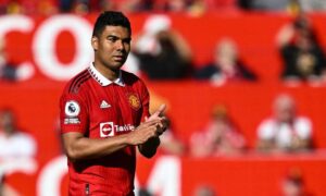 Casemiro, em partida pelo Manchester United (foto: PAUL ELLIS/AFP)