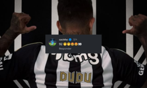 Montagem com comentrio do Savinho sobre postagem do Atltico (foto: Instagram / Atltico)