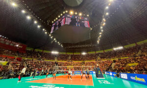 Ginsio do Ibirapuera durante a final entre Osasco e Bauru na final da Superliga Feminina de Vlei 2024/25 (foto: Pedro Bueno / No Ataque)