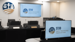 Computador com logo do STJD (foto: Reproduo STJD)