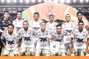 Jogadores do Santos antes de duelo pela Copa do Brasil (foto: Raul Baretta/ Santos)