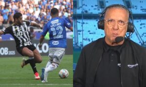 Jogadores de Atltico e Cruzeiro e ao lado Galvo (foto: Edesio Ferreira/EM/D.A. Press e Reproduo)