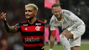 Arrascaeta, craque do Flamengo,  f de Neymar (foto: PABLO PORCIUNCULA e NELSON ALMEIDA/AFP)