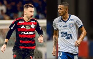 Lo Ortiz, do Flamengo, e Luciano Juba, do Bahia (foto: Adriano Fontes/Flamengo e Letcia Martins/EC Bahia)