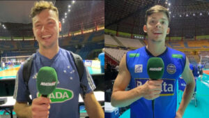 Gabriel Vaccari, do Cruzeiro, e Thiago Vaccari, do Campinas, se enfrentam na final da Superliga Masculina de Vlei (foto: Rafael Cyrne/EM/D.A Press)