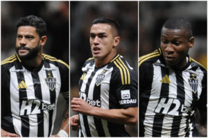 Hulk, Cuello e Patrick em ao pelo Atltico (foto: Alexandre Guzanshe/EM/DA.Press)
