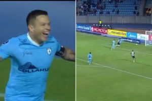 lvaro Ramos marcou dois gols para o Iquique contra o Atltico (foto: Reproduo/ESPN)