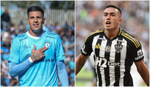 Steffan Pino e Toms Cuello, de Deportes Iquique e Atltico, respectivamente (foto: Montagem com imagens de Deportes Iquique e Ramon Lisboa/EM/D.A. Press)