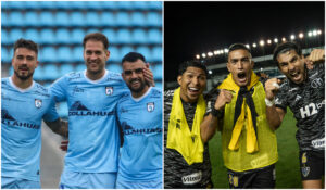 Jogadores de Deportes Iquique e Atltico, em ordem (foto: Montagem com imagens de Deportes Iquique e Pedro Souza/Atltico)