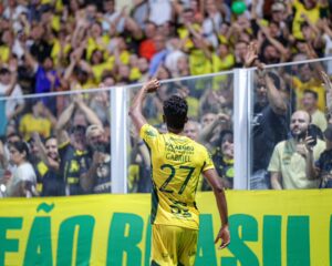 Gabriel comemora gol pelo Mirassol contra o Corinthians (foto: JP Pinheiro/Agncia Mirassol)