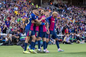 Raphinha marcou dois gols na vitria do Barcelona no El Clsico (foto: Barcelona/Divulgao)