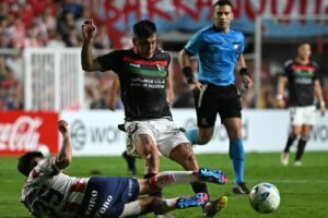 Palestino venceu Unin de virada na Sul-Americana (foto: Jose ALMEIDA / AFP)