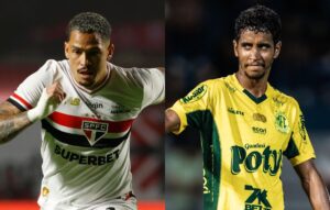Luciano, do So Paulo, e Gabriel, do Mirassol (foto: Rubens Chiri e Paulo Pinto/Saopaulofc.net e JP Pinheiro/Agncia Mirassol)