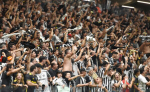 Torcida do Atltico em festa na Arena MRV durante jogo contra o San Lorenzo pela Libertadores (foto: Ramon Lisboa/EM/D.A Press)
