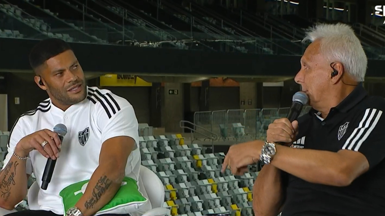 Hulk e der Aleixo juntos na Arena MRV - (foto: Reproduo SporTV) Hulk e der Aleixo juntos na Arena MRV - (foto: Reproduo SporTV)