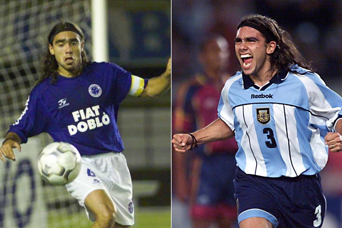Sorn com as camisas do Cruzeiro e da Seleo Argentina - (foto: Jorge Gontijo/Estado de Minas e AFP PHOTO / Fabian GREDILLAS) Sorn com as camisas do Cruzeiro e da Seleo Argentina - (foto: Jorge Gontijo/Estado de Minas e AFP PHOTO / Fabian GREDILLAS)