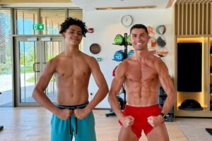 Cristiano Ronaldo e filho mais velho (foto: Divulgao / Cristiano Ronaldo)