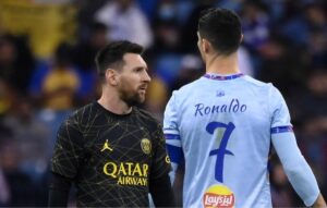 ltima vez em que Messi e Cristiano se enfrentaram foi em 2023, no duelo entre PSG e Juventus (foto: FRANCK FIFE / AFP)