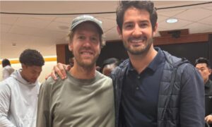 Sebastian Vettel abraado com Alexandre Pato (foto: Instagram/Reproduo)