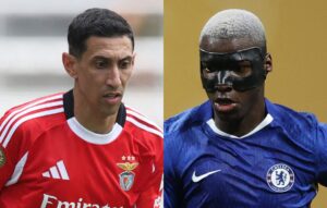 Di Mara, do Benfica, e Moiss Caicedo, do Chelsea (foto: Alex Grimm/Getty Images/AFP)