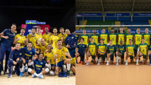 Brasil disputa VNL com uniforme novo da Volt, mas joga a Copa Amrica com camisas antigas, feitas pela Riachuelo em 2024 (foto: Divulgao/FIVB e Gustavo Rabelo / BHFOTO)