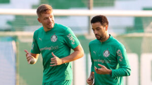 Felipe Anderson e Bruno Fuchs (foto: Cesar Greco/Palmeiras)