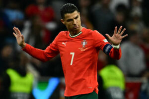 Cristiano Ronaldo, astro da Seleo Portuguesa, na final da Liga das Naes da Uefa (foto: TOBIAS SCHWARZ/AFP)