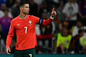 Cristiano Ronaldo em Alemanha x Portugal (foto: Tobias Schwarz/AFP)