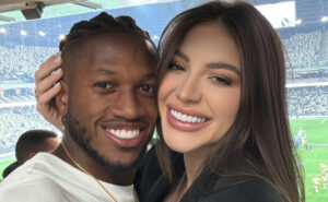 Fred, volante torcedor do Atltico, e a esposa Monique Salum na Arena MRV, em Belo Horizonte (foto: Reproduo/Instagram)